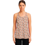 Orange Bull Terrier Pattern Print Women's Racerback Tank Top