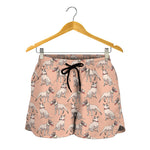 Orange Bull Terrier Pattern Print Women's Shorts