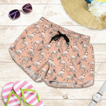 Orange Bull Terrier Pattern Print Women's Shorts