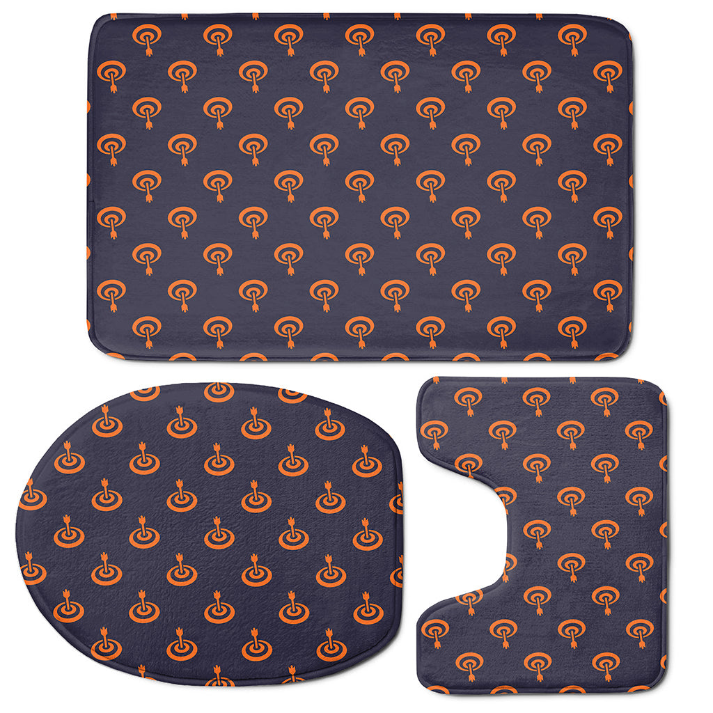 Orange Bullseye Target Pattern Print 3 Piece Bath Mat Set