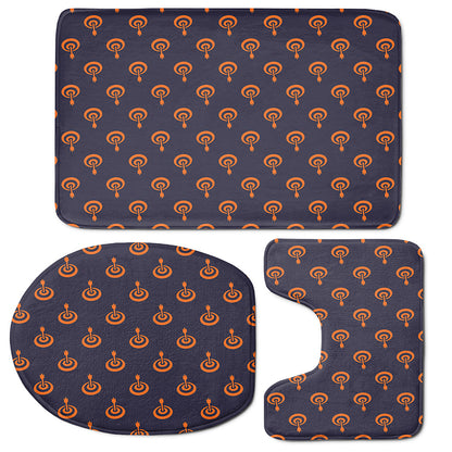 Orange Bullseye Target Pattern Print 3 Piece Bath Mat Set