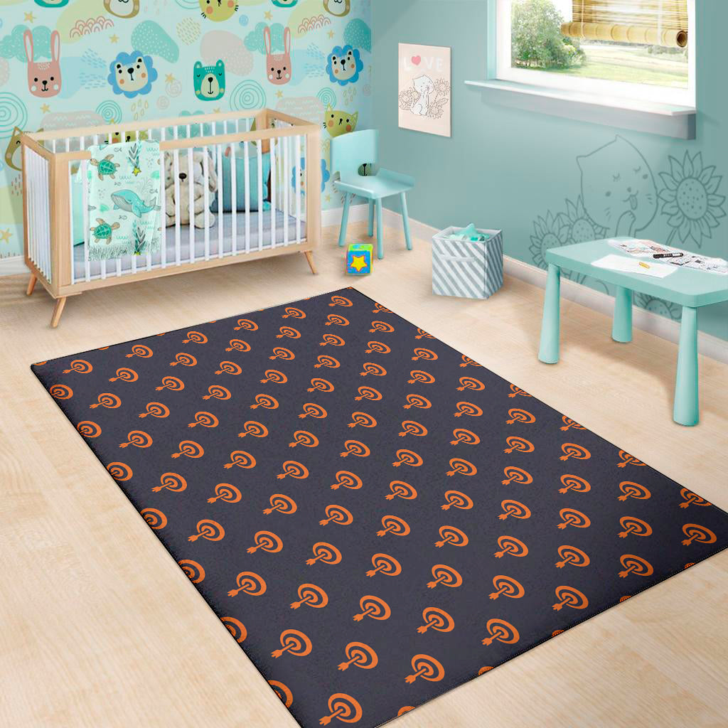 Orange Bullseye Target Pattern Print Area Rug
