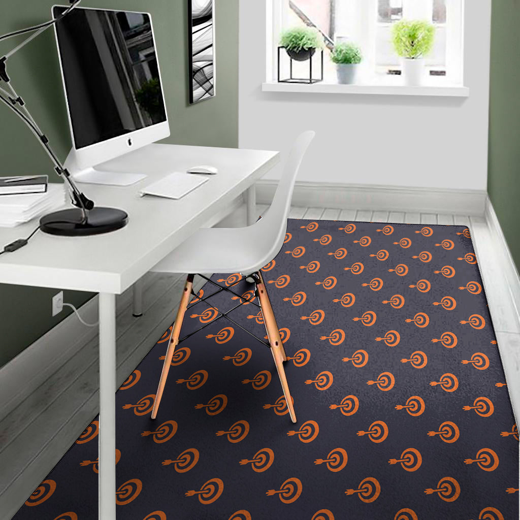 Orange Bullseye Target Pattern Print Area Rug