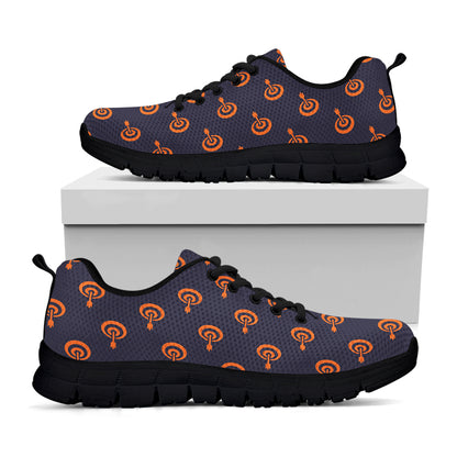 Orange Bullseye Target Pattern Print Black Sneakers