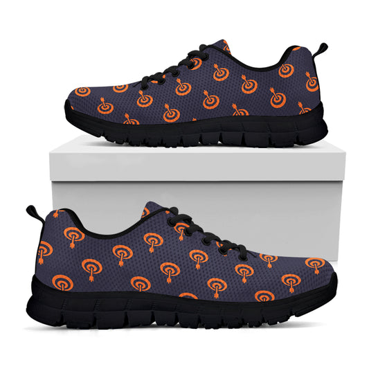 Orange Bullseye Target Pattern Print Black Sneakers