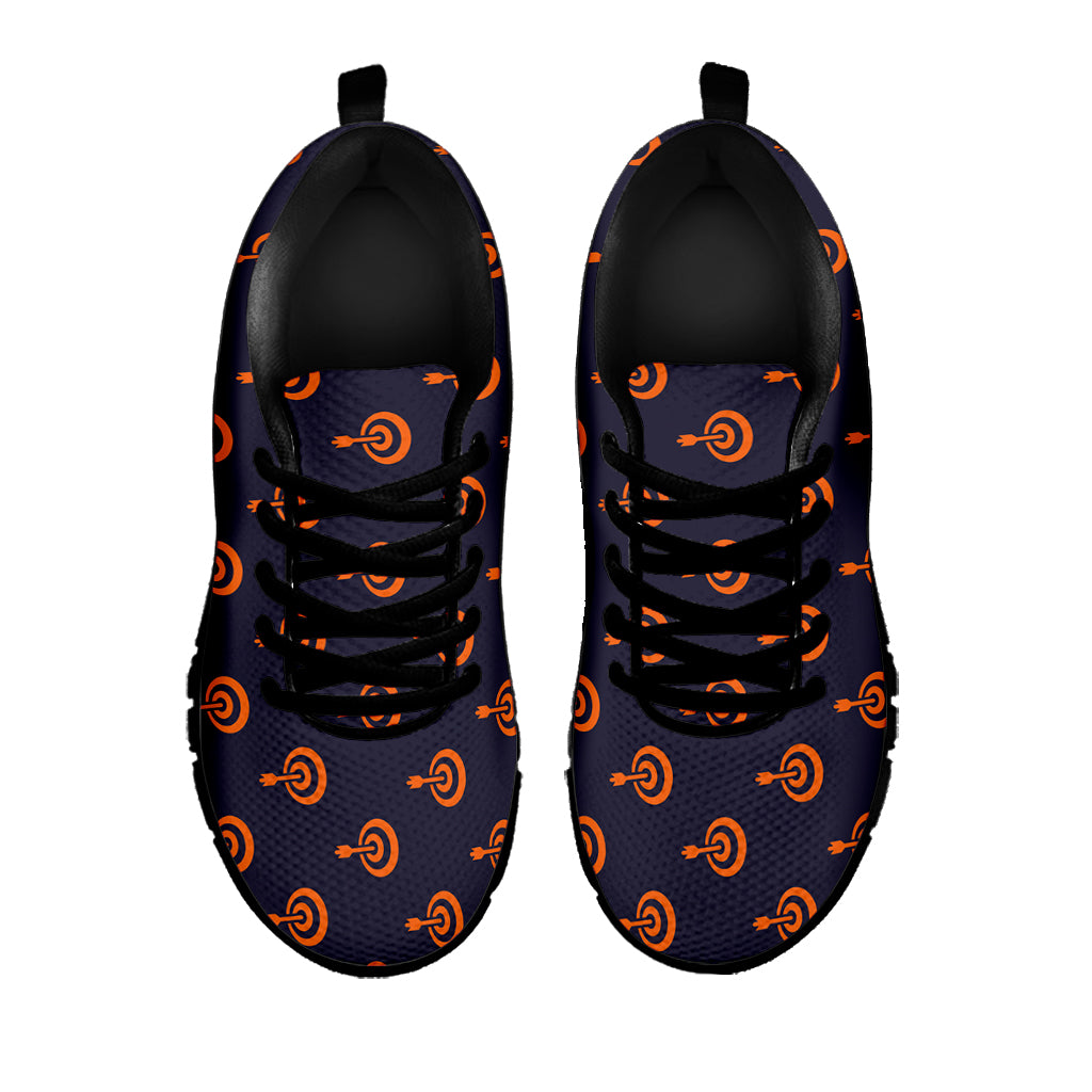 Orange Bullseye Target Pattern Print Black Sneakers