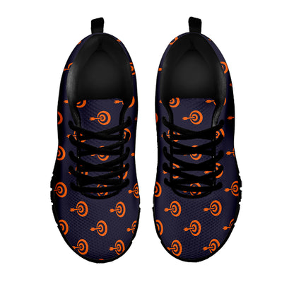 Orange Bullseye Target Pattern Print Black Sneakers