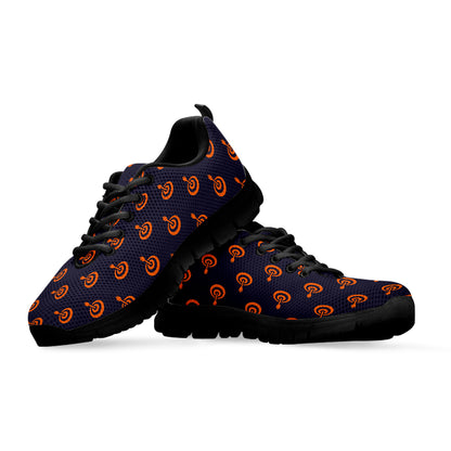 Orange Bullseye Target Pattern Print Black Sneakers