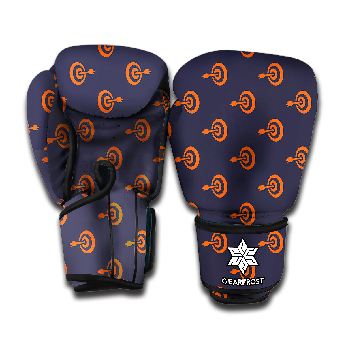 Orange Bullseye Target Pattern Print Boxing Gloves