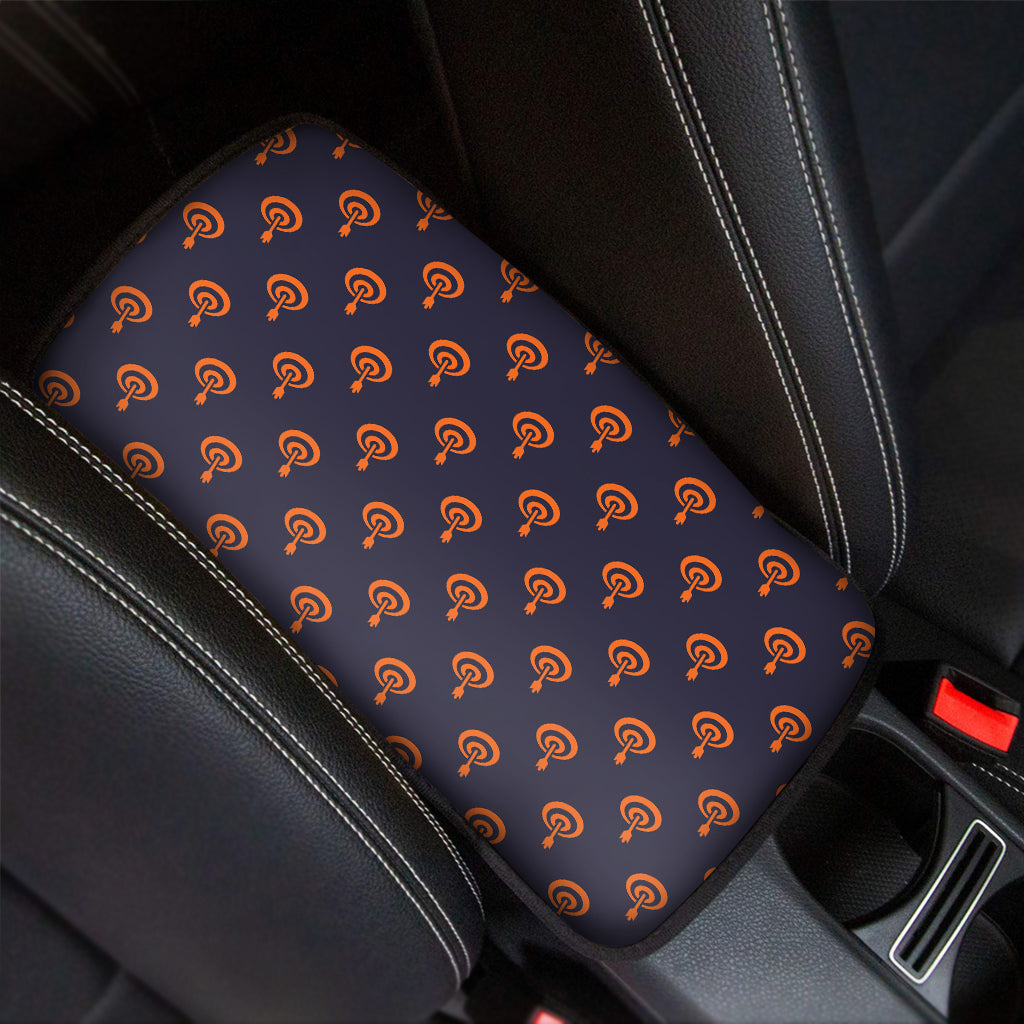 Orange Bullseye Target Pattern Print Car Center Console Cover