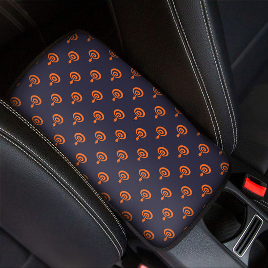 Orange Bullseye Target Pattern Print Car Center Console Cover