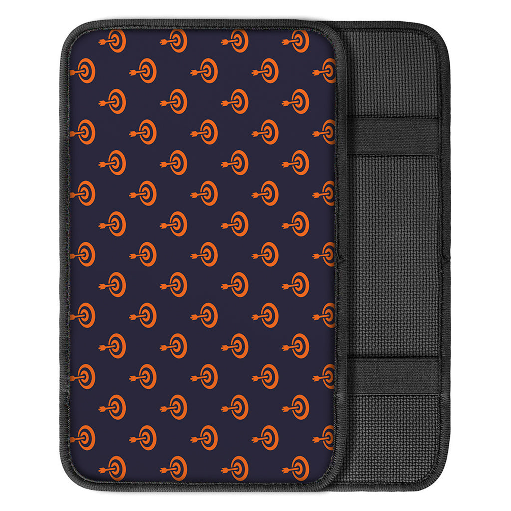 Orange Bullseye Target Pattern Print Car Center Console Cover
