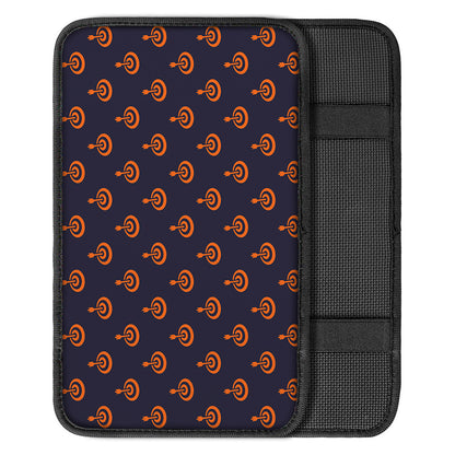 Orange Bullseye Target Pattern Print Car Center Console Cover