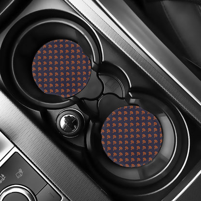 Orange Bullseye Target Pattern Print Car Coasters