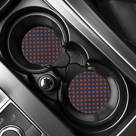 Orange Bullseye Target Pattern Print Car Coasters