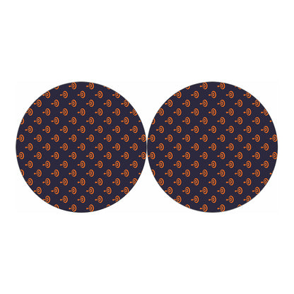 Orange Bullseye Target Pattern Print Car Coasters