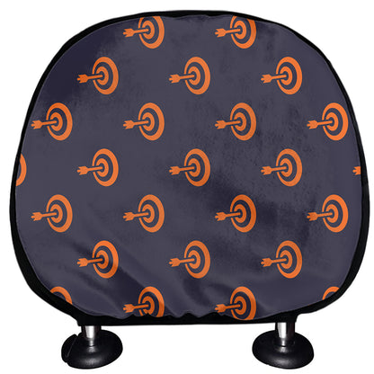 Orange Bullseye Target Pattern Print Car Headrest Covers