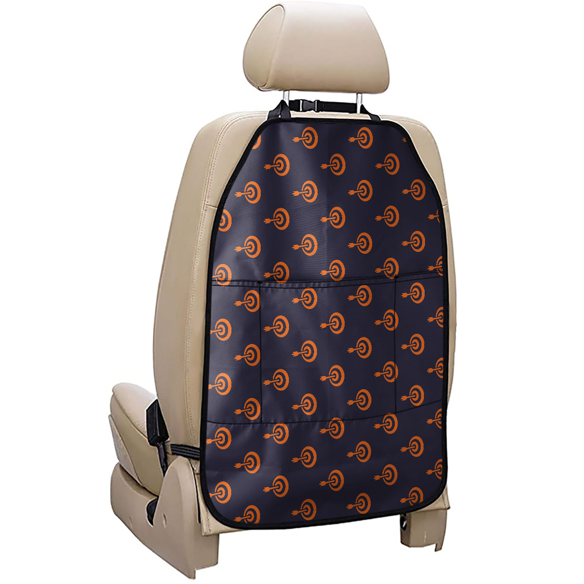 Orange Bullseye Target Pattern Print Car Seat Organizers