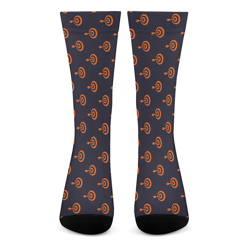 Orange Bullseye Target Pattern Print Crew Socks