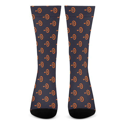 Orange Bullseye Target Pattern Print Crew Socks