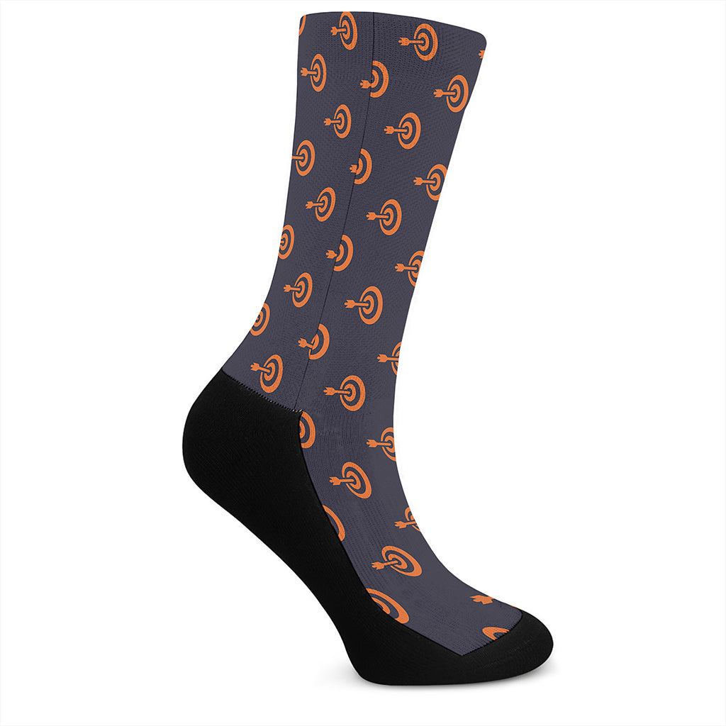 Orange Bullseye Target Pattern Print Crew Socks