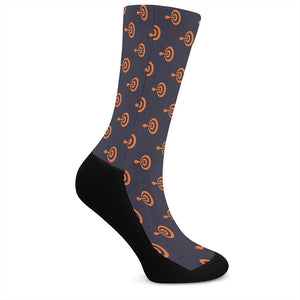 Orange Bullseye Target Pattern Print Crew Socks