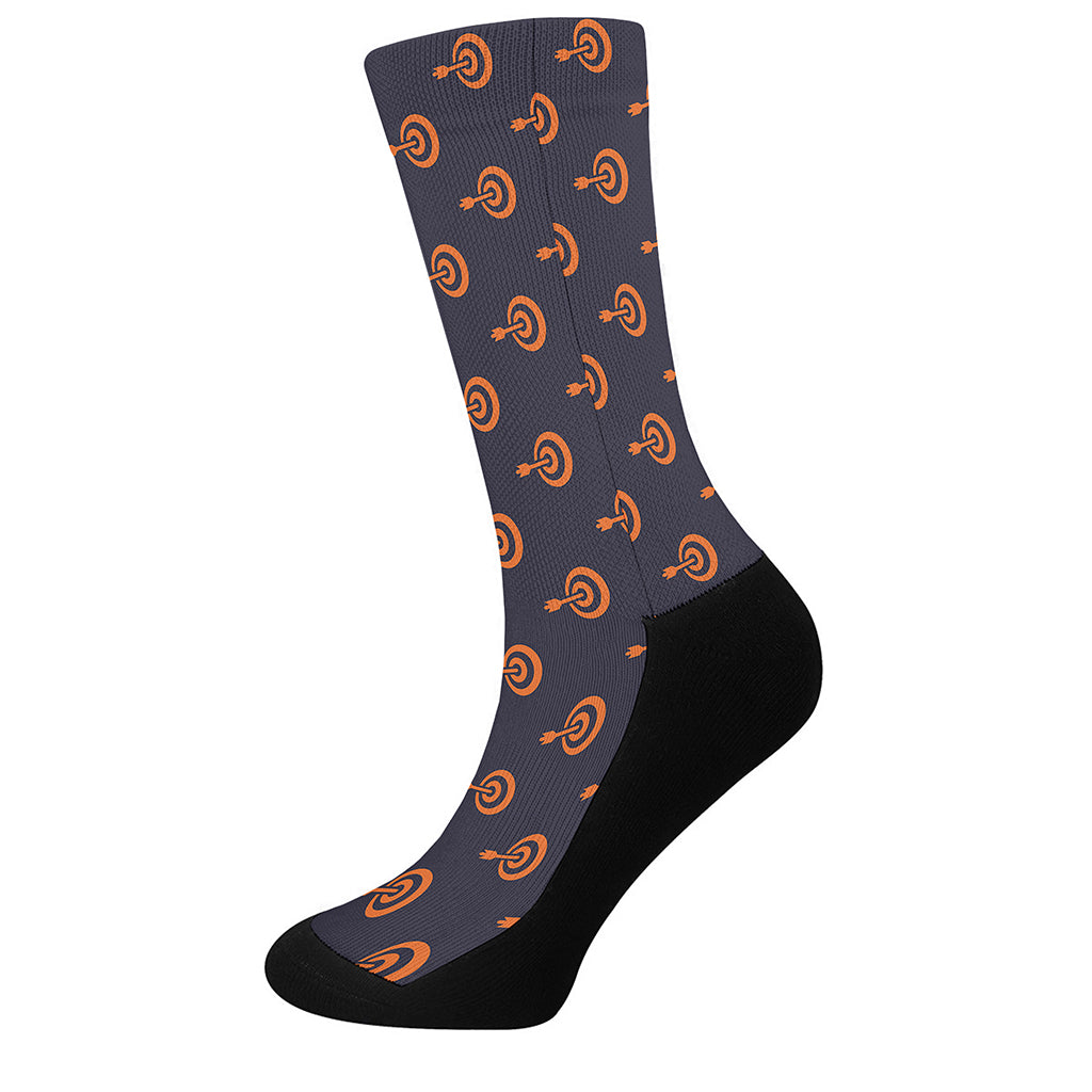 Orange Bullseye Target Pattern Print Crew Socks