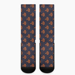 Orange Bullseye Target Pattern Print Crew Socks