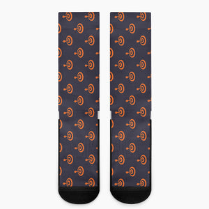 Orange Bullseye Target Pattern Print Crew Socks