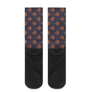 Orange Bullseye Target Pattern Print Crew Socks