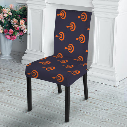 Orange Bullseye Target Pattern Print Dining Chair Slipcover