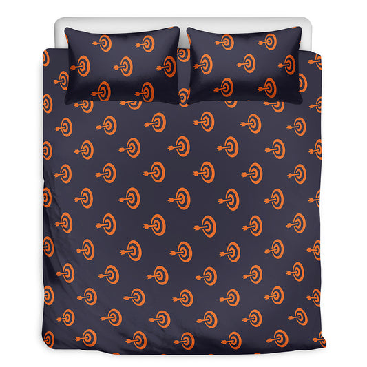 Orange Bullseye Target Pattern Print Duvet Cover Bedding Set