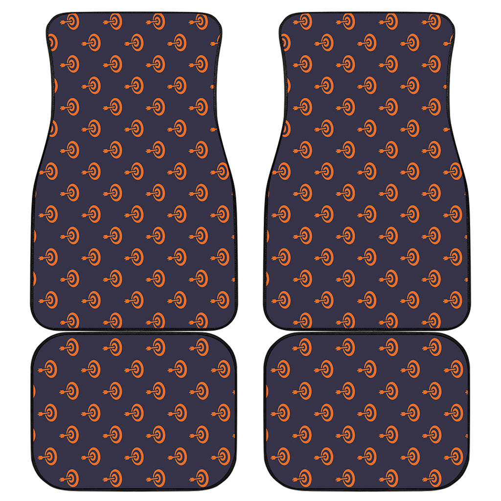 Orange Bullseye Target Pattern Print Front and Back Car Floor Mats