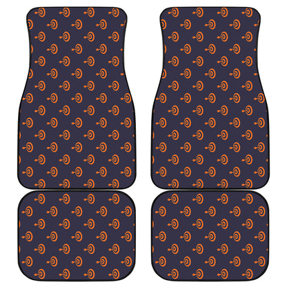Orange Bullseye Target Pattern Print Front and Back Car Floor Mats