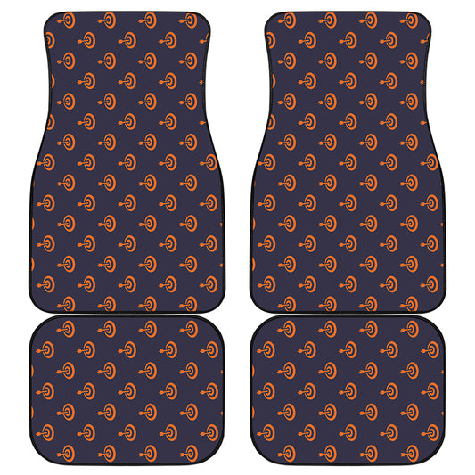 Orange Bullseye Target Pattern Print Front and Back Car Floor Mats