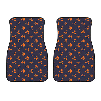 Orange Bullseye Target Pattern Print Front Car Floor Mats