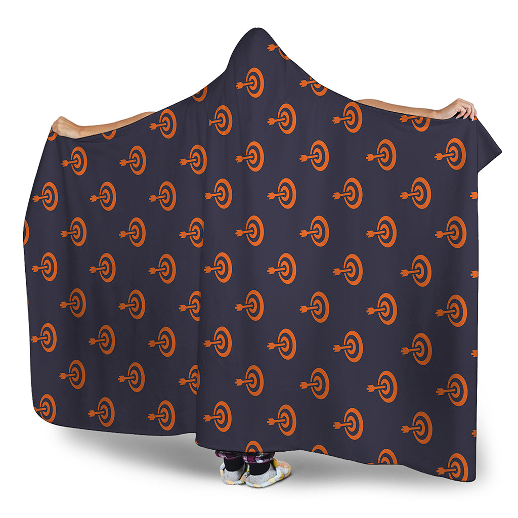 Orange Bullseye Target Pattern Print Hooded Blanket