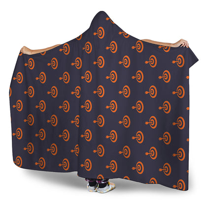 Orange Bullseye Target Pattern Print Hooded Blanket