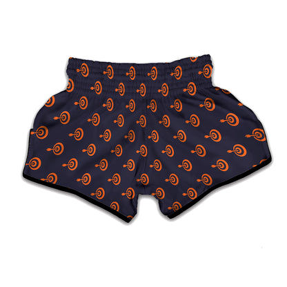 Orange Bullseye Target Pattern Print Muay Thai Boxing Shorts