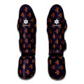 Orange Bullseye Target Pattern Print Muay Thai Shin Guards