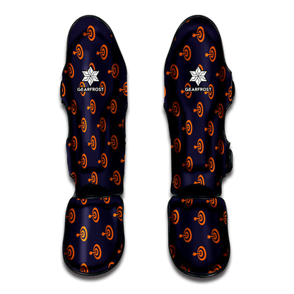 Orange Bullseye Target Pattern Print Muay Thai Shin Guard