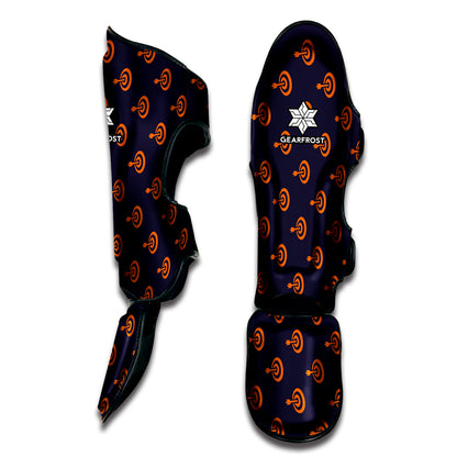 Orange Bullseye Target Pattern Print Muay Thai Shin Guard