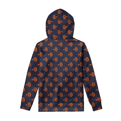 Orange Bullseye Target Pattern Print Pullover Hoodie