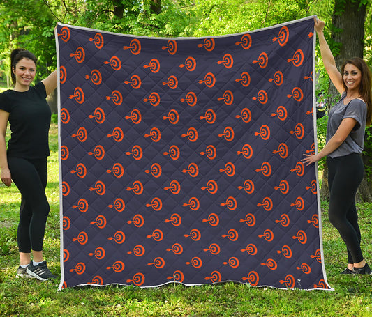 Orange Bullseye Target Pattern Print Quilt