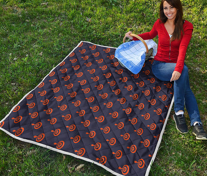 Orange Bullseye Target Pattern Print Quilt
