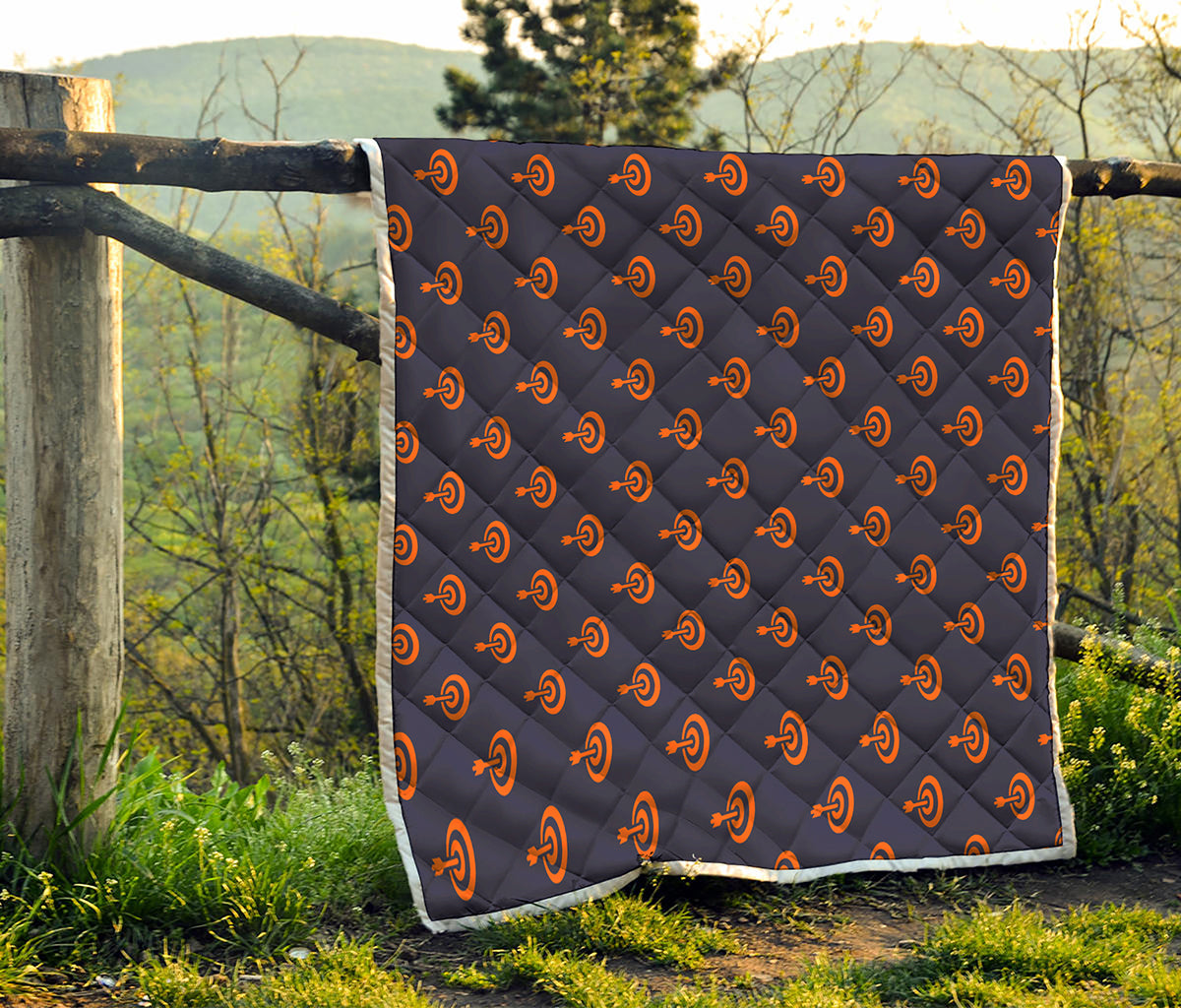 Orange Bullseye Target Pattern Print Quilt