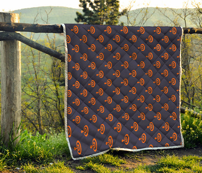 Orange Bullseye Target Pattern Print Quilt