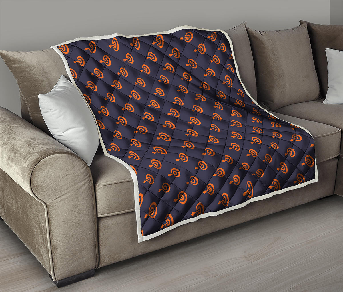 Orange Bullseye Target Pattern Print Quilt