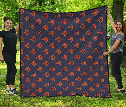 Orange Bullseye Target Pattern Print Quilt