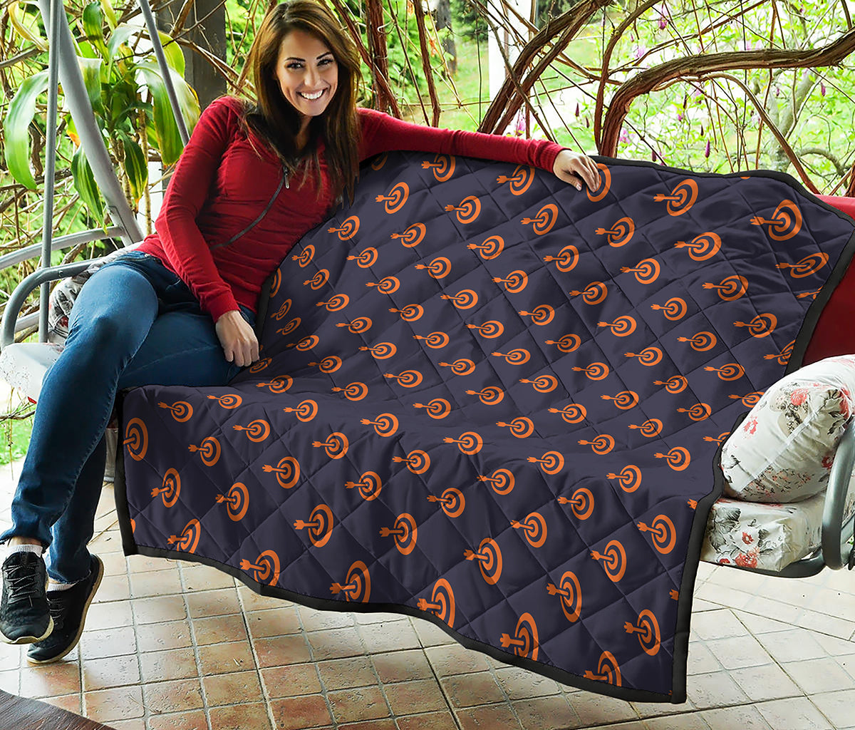 Orange Bullseye Target Pattern Print Quilt